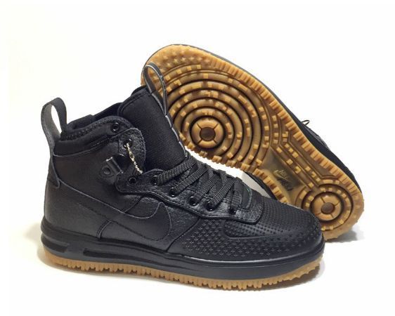 Nike Air Force 1 Lunar Duckboot зимние с мехом черные кожа, мужские