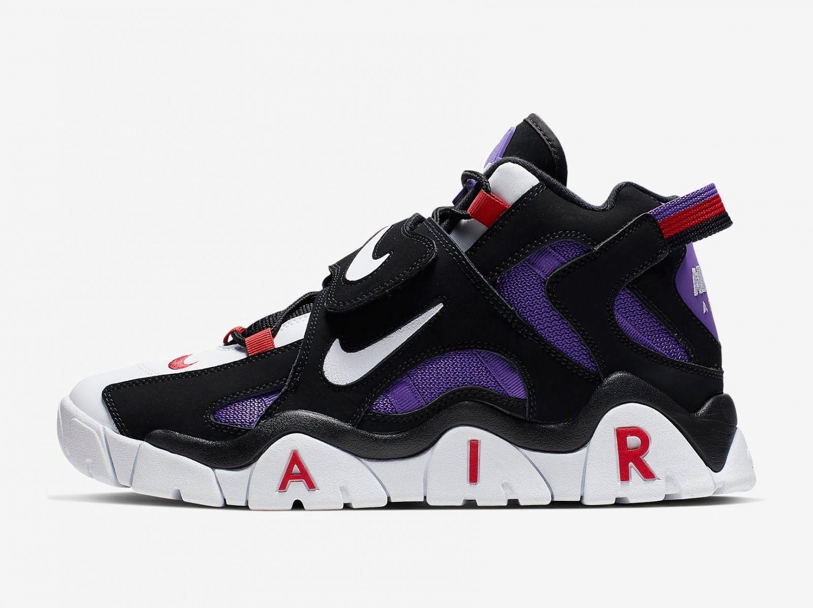 Nike Air Barrage Mid QS, черный, белый, фиолетовый, нубук, кожа, мужские