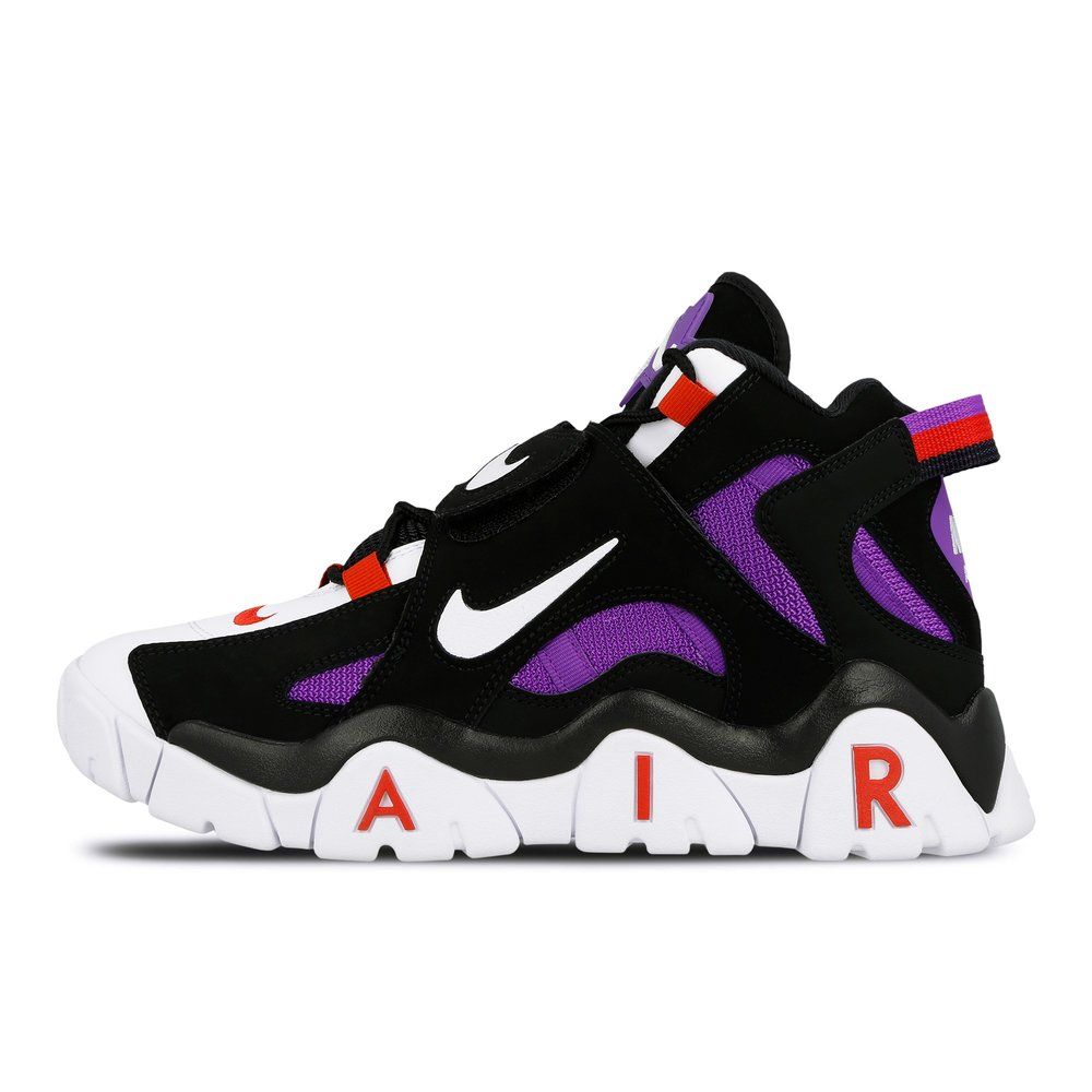 Nike Air Barrage Mid QS, черный, белый, фиолетовый, нубук, кожа, мужские