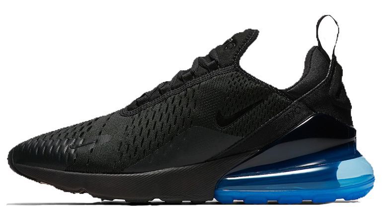 Nike Air Max 270, черные с синим, нейлон, мужские